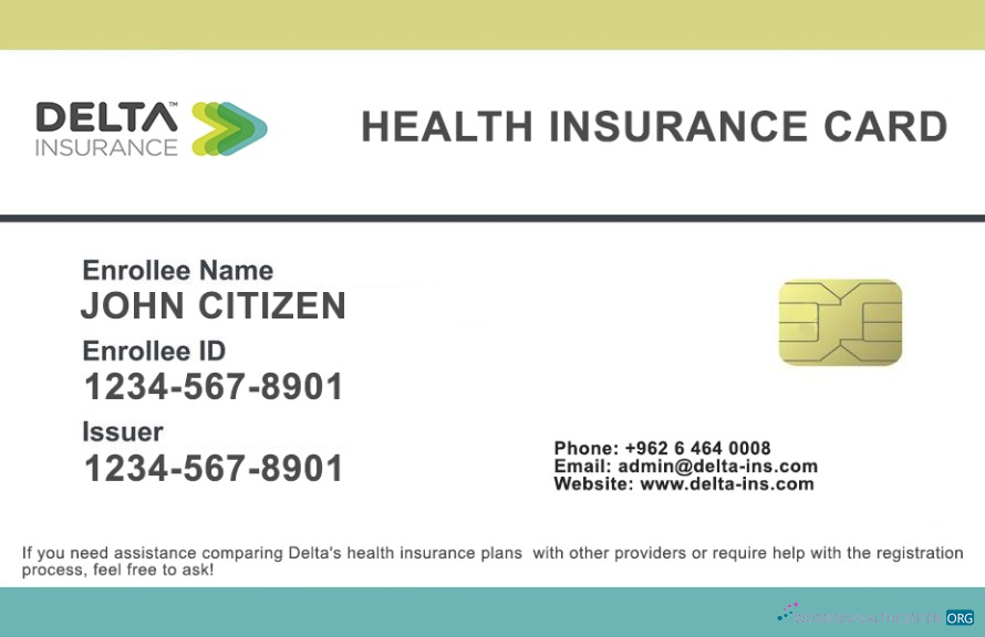 Download Jordan health insurance card Photoshop template